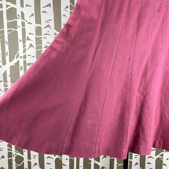 Talbots Pure Irish Linen A-Line Midi Skirt Bubblegum Pink 6 - Picture 3 of 10